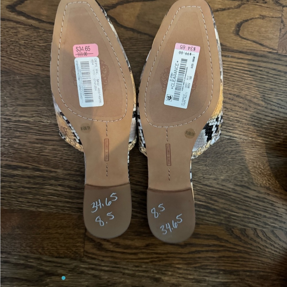 Vince Camuto Women's Woven Mules - Black, White, Gold - Picture 3 of 4